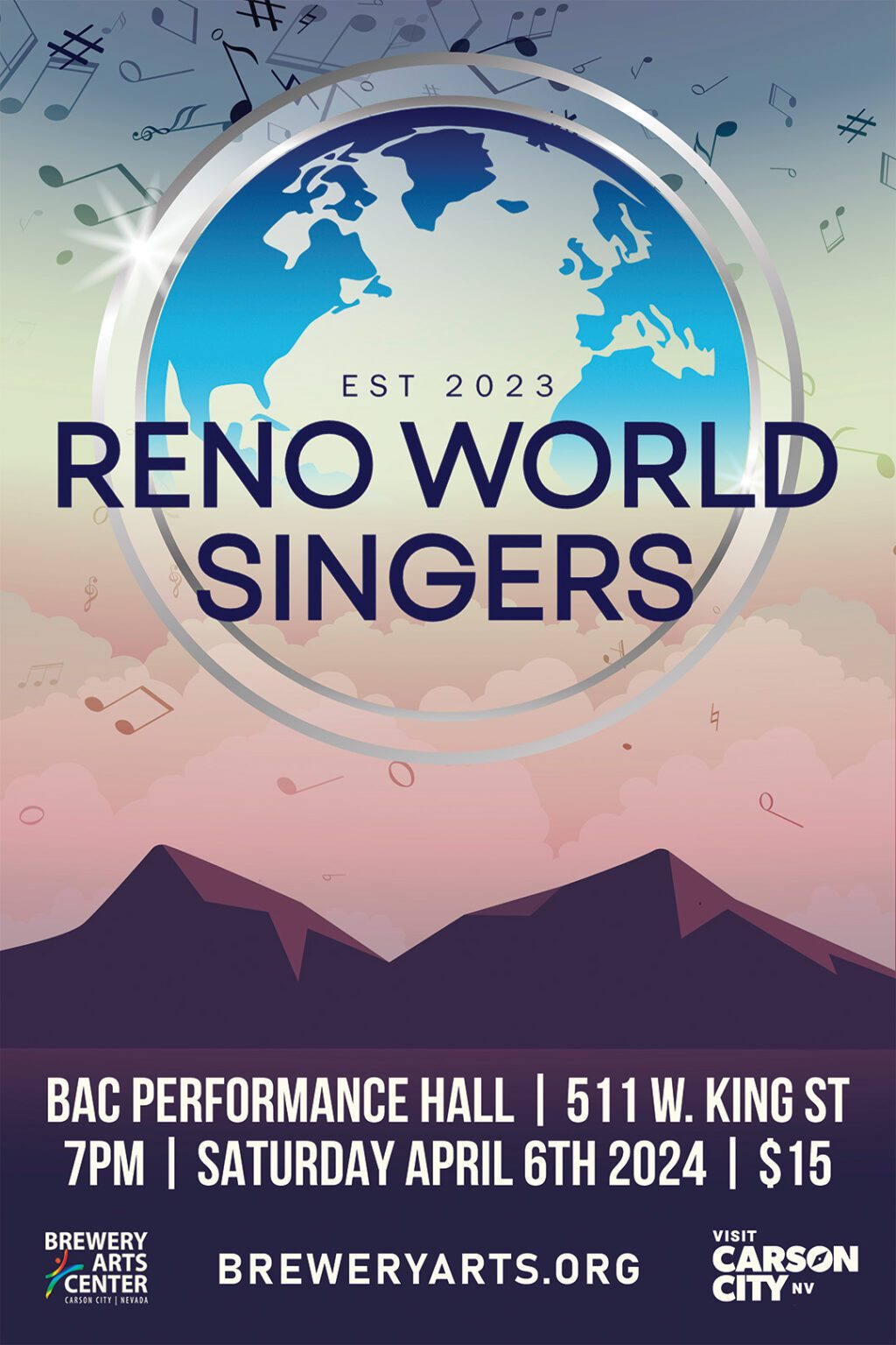 Reno World Singers Saturday April 6th 2024 Brewery Arts Center